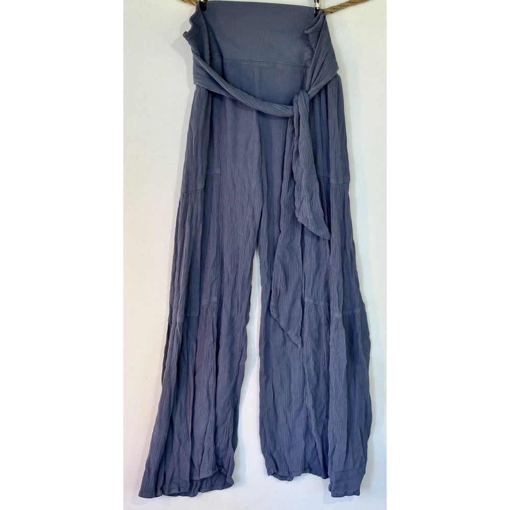 Streetwear Society Wide Leg Ruffled Pants Womens L Blue